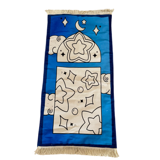 Blue stars colouring prayer mat