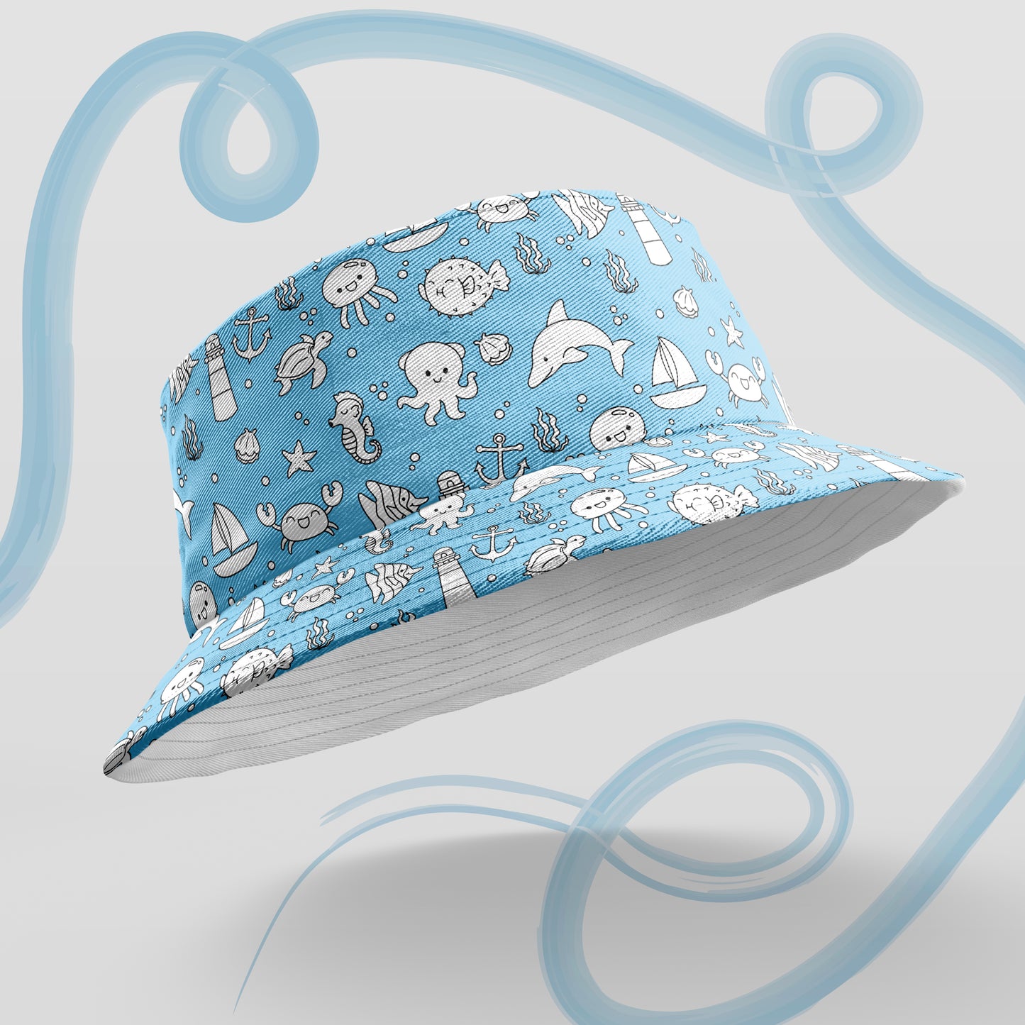 Marine colouring bucket hat