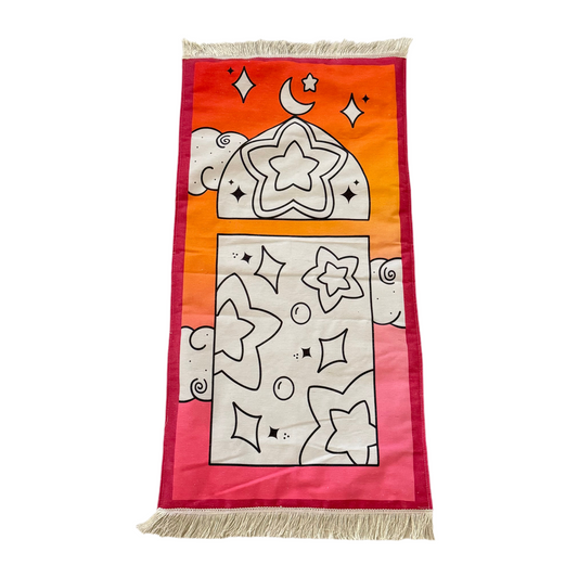 Orange stars colouring prayer mat