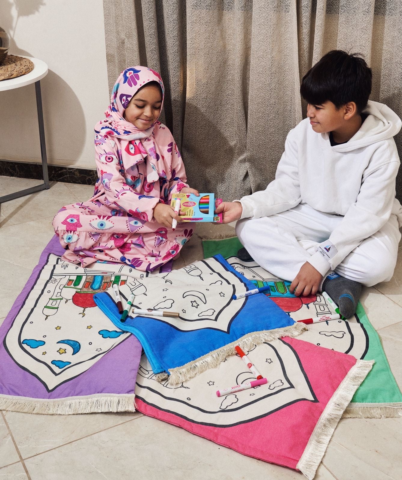 Pink colouring prayer mat