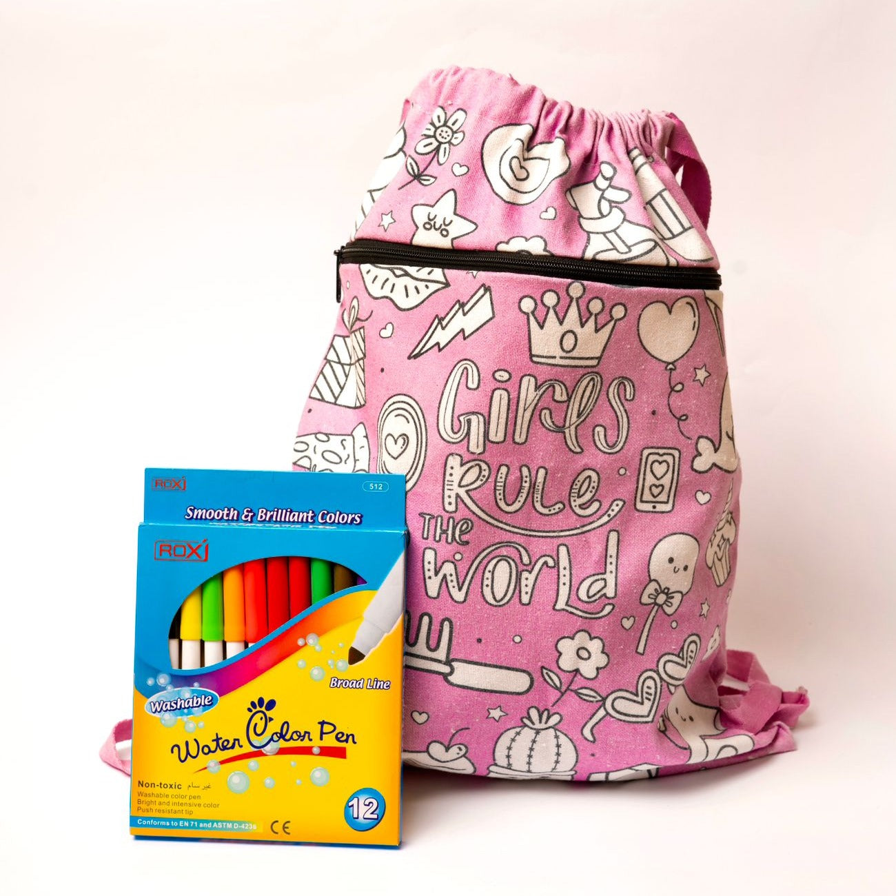 Girl Power Colouring Drawstring bag